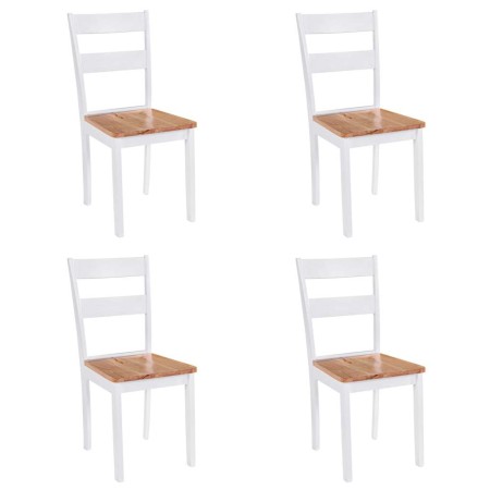 Sillas de comedor 4 unidades madera maciza de caucho blanco