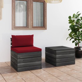 Paletten-Gartenmöbel 2-teilig mit Kissen aus massivem Kiefernholz von vidaXL, Gartensets - Ref: Foro24-3061668, Preis: 145,64...
