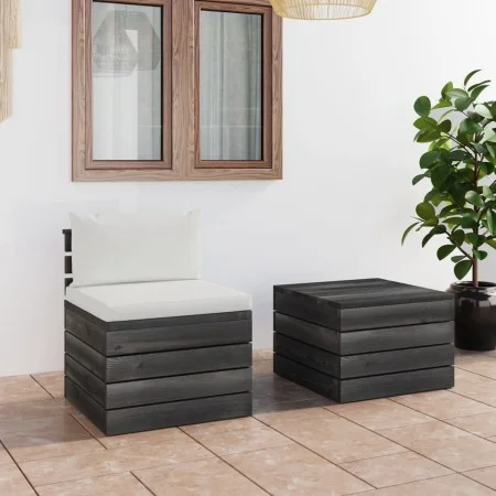 Pallet garden furniture 2 pieces with solid pine wood cushions by vidaXL, Garden sets - Ref: Foro24-3061661, Price: 141,49 €,...