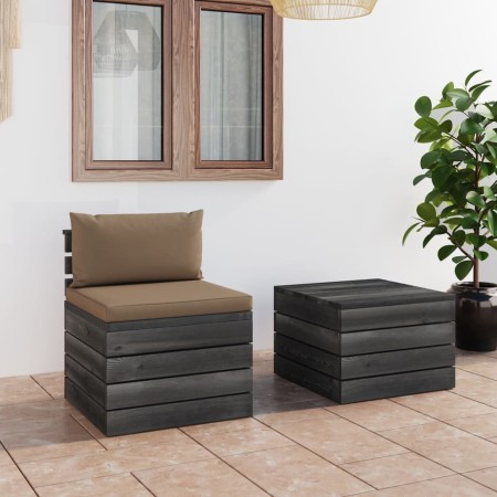 Paletten-Gartenmöbel 2-teilig mit Kissen aus Kiefernholz von vidaXL, Gartensets - Ref: Foro24-3061667, Preis: 153,75 €, Rabat...