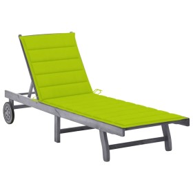 Garden lounger with solid gray acacia wood cushion by vidaXL, Loungers - Ref: Foro24-3061370, Price: 197,01 €, Discount: %