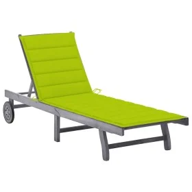 Garden lounger with solid gray acacia wood cushion by vidaXL, Loungers - Ref: Foro24-3061370, Price: 197,29 €, Discount: %