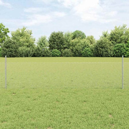 Reja con postes Plateado 0.5 x 50 m Acero
