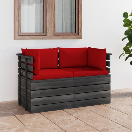 2-Sitzer-Gartensofa aus Paletten und Kissen aus massivem Kiefernholz von vidaXL, Gartensets - Ref: Foro24-3061737, Preis: 205...
