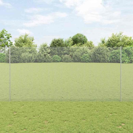 Reja con postes Plateado 1.5 x 50 m Acero