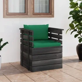 Garden armchair with pine wood cushions by vidaXL, Modular outdoor sofas - Ref: Foro24-3061724, Price: 88,52 €, Discount: %