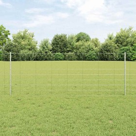 Reja con postes Plateado 0.8 x 25 m Acero