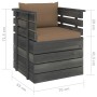 Gartensessel mit Kissen aus Zirbenholz von vidaXL, Modulare Sofas für den Außenbereich - Ref: Foro24-3061727, Preis: 115,39 €...
