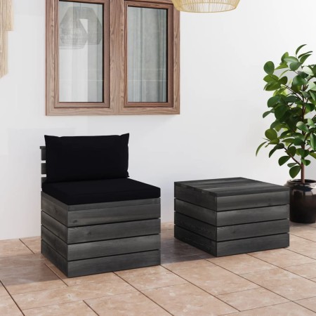 Paletten-Gartenmöbel 2-teilig mit Kissen aus massivem Kiefernholz von vidaXL, Gartensets - Ref: Foro24-3061666, Preis: 152,96...