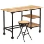 Escritorio y taburete plegable madera maciza mango 115x50x76 cm de vidaXL, Escritorios - Ref: Foro24-245261, Precio: 250,49 €...