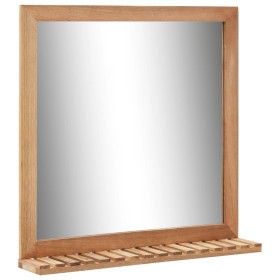 Espejo de cuarto de baño madera maciza de nogal 60x12x62 cm