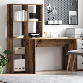Escritorio con estante Madera vieja 138.5 x 55 x 143 cm