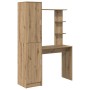 Escritorio con almacenamiento con estante 2 pcs Roble artisan