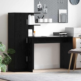 Escritorio con almacenamiento con estante 2 pcs Roble negro