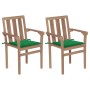Gartenstühle 2 Einheiten mit grünen Teakholzkissen von vidaXL, Gartenstühle - Ref: Foro24-3062213, Preis: 254,55 €, Rabatt: %