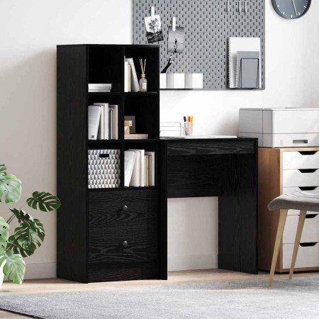 Escritorio con almacenamiento con cajón 2 pcs Roble negro