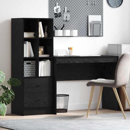 Escritorio con almacenamiento con cajón 2 pcs Roble negro