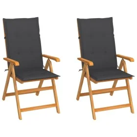 Garden chairs 2 units with anthracite cushions solid teak wood by vidaXL, Garden chairs - Ref: Foro24-3062376, Price: 267,53 ...