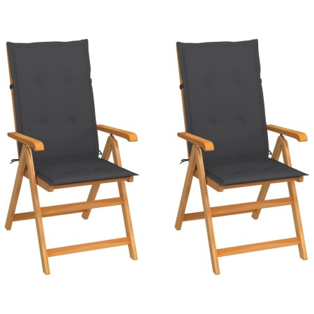 Garden chairs 2 units with anthracite cushions solid teak wood by vidaXL, Garden chairs - Ref: Foro24-3062376, Price: 277,07 ...