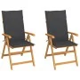 Sillas de jardín 2 uds con cojines antracita madera maciza teca de vidaXL, Sillas de jardín - Ref: Foro24-3062376, Precio: 26...