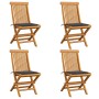 Garden chairs 4 units with anthracite teak wood cushions by vidaXL, Garden chairs - Ref: Foro24-3062568, Price: 254,57 €, Dis...