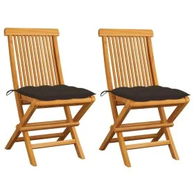 Gartenstühle 2 Stück Teakholz mit taupegrauen Kissen von vidaXL, Gartenstühle - Ref: Foro24-3062483, Preis: 144,30 €, Rabatt: %