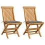 Sillas de jardín 2 uds con cojines gris madera de teca de vidaXL, Sillas de jardín - Ref: Foro24-3062461, Precio: 152,65 €, D...