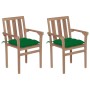 Gartenstühle 2 Einheiten Teakholz mit grünen Kissen von vidaXL, Gartenstühle - Ref: Foro24-3062228, Preis: 260,21 €, Rabatt: %