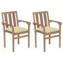 Garden chairs 2 units teak wood with cream cushions by vidaXL, Garden chairs - Ref: Foro24-3062225, Price: 260,02 €, Discount: %