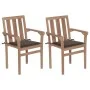 Sillas de jardín 2 uds con cojines gris taupe madera de teca de vidaXL, Sillas de jardín - Ref: Foro24-3062216, Precio: 257,5...