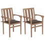 Sillas de jardín 2 uds con cojines gris taupe madera de teca by vidaXL, Garden chairs - Ref: Foro24-3062216, Price: 263,15 €,...