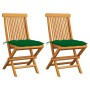 Garden chairs 2 pcs solid teak wood with green cushions by vidaXL, Garden chairs - Ref: Foro24-3062480, Price: 142,80 €, Disc...