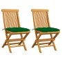 Gartenstühle 2 Stück aus massivem Teakholz mit grünen Kissen von vidaXL, Gartenstühle - Ref: Foro24-3062480, Preis: 144,63 €,...