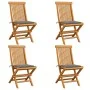 Gartenstühle 4 Einheiten mit grauen Teakholzkissen von vidaXL, Gartenstühle - Ref: Foro24-3062569, Preis: 254,10 €, Rabatt: %
