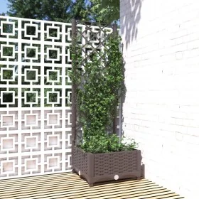 Planter with brown PP trellis 40x40x121.5 cm by vidaXL, Pots and planters - Ref: Foro24-318258, Price: 51,74 €, Discount: %