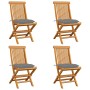 Garden chairs 4 units solid teak wood and gray cushions by vidaXL, Garden chairs - Ref: Foro24-3062584, Price: 259,56 €, Disc...