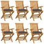 Garden chairs 6 units teak wood with anthracite gray cushions by vidaXL, Garden chairs - Ref: Foro24-3062556, Price: 462,26 €...