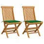Garden chairs 2 units with green teak wood cushions by vidaXL, Garden chairs - Ref: Foro24-3062465, Price: 148,07 €, Discount: %