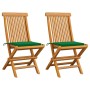 Gartenstühle 2 Einheiten mit grünen Teakholzkissen von vidaXL, Gartenstühle - Ref: Foro24-3062465, Preis: 147,37 €, Rabatt: %