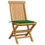 Sillas de jardín 2 uds con cojines verdes madera de teca de vidaXL, Sillas de jardín - Ref: Foro24-3062465, Precio: 142,01 €,...