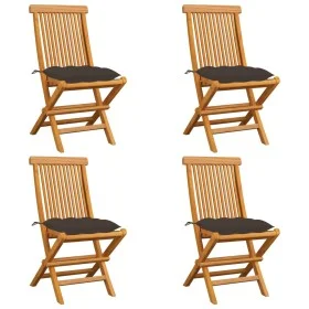Garden chairs 4 pcs teak wood with taupe gray cushions by vidaXL, Garden chairs - Ref: Foro24-3062591, Price: 246,62 €, Disco...
