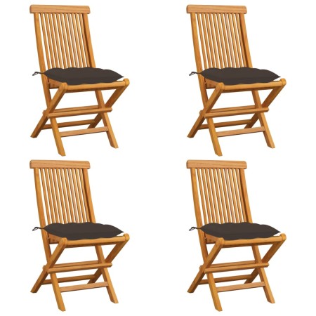 Garden chairs 4 pcs teak wood with taupe gray cushions by vidaXL, Garden chairs - Ref: Foro24-3062591, Price: 257,83 €, Disco...