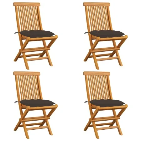 Gartenstühle 4 Einheiten aus Teakholz mit taupegrauen Kissen von vidaXL, Gartenstühle - Ref: Foro24-3062591, Preis: 246,62 €,...