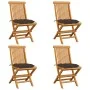 Garden chairs 4 pcs teak wood with taupe gray cushions by vidaXL, Garden chairs - Ref: Foro24-3062591, Price: 256,91 €, Disco...