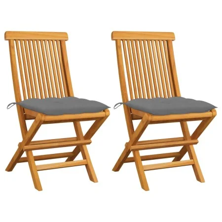 Garden chairs 2 units solid teak wood with gray cushions by vidaXL, Garden chairs - Ref: Foro24-3062476, Price: 148,48 €, Dis...