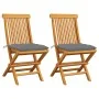 Garden chairs 2 units solid teak wood with gray cushions by vidaXL, Garden chairs - Ref: Foro24-3062476, Price: 148,48 €, Dis...