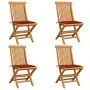 Garden chairs 4 units with red teak wood cushions by vidaXL, Garden chairs - Ref: Foro24-3062574, Price: 261,07 €, Discount: %