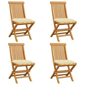 Garden chairs 4 pcs teak wood with cream white cushions by vidaXL, Garden chairs - Ref: Foro24-3062585, Price: 246,26 €, Disc...