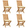 Gartenstühle 4 Stück aus Teakholz mit cremeweißen Kissen von vidaXL, Gartenstühle - Ref: Foro24-3062585, Preis: 257,66 €, Rab...