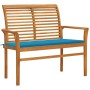 Gartenbank aus massivem Teakholz mit blauem Kissen, 112 cm von vidaXL, Gartenbänke - Ref: Foro24-3062653, Preis: 149,86 €, Ra...
